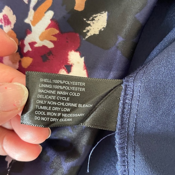 Lucky Brand Blue Floral Cold Shoulder Asymmetrical Dress - Picture 13 of 13